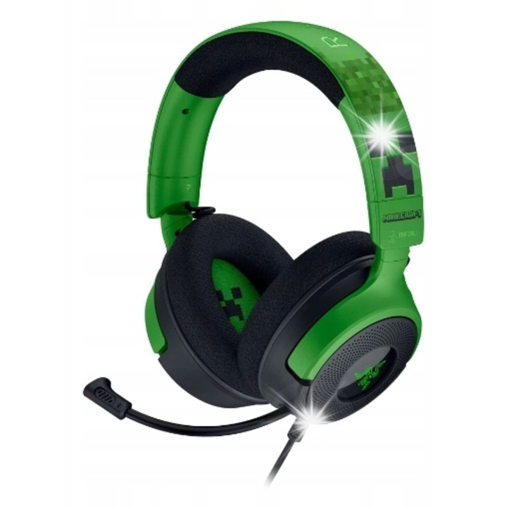 Casti PC Razer Kraken V4 X Minecraft Edition, cablu USB, microfon
