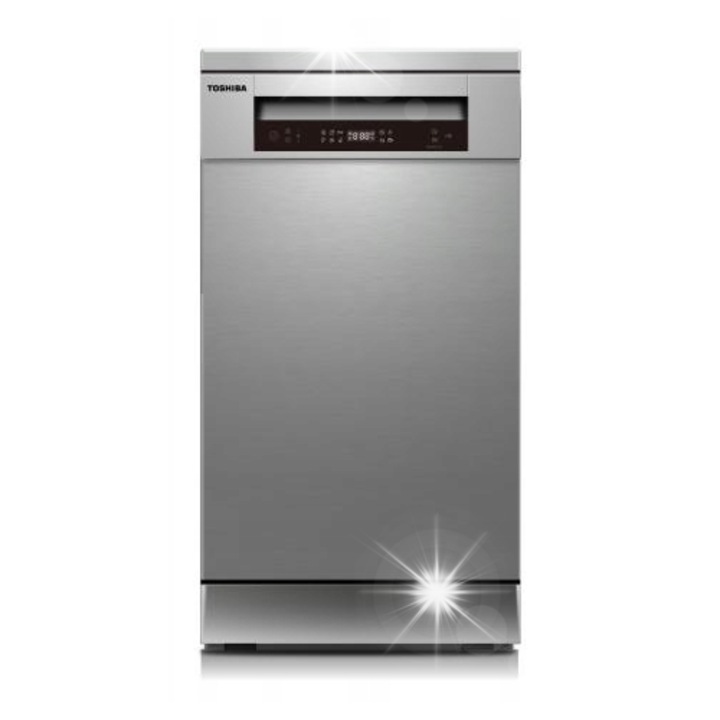 Съдомиялна машина TOSHIBA DW-10F2EE(S)-PL, 10 комплекта, 47 dB, сребриста, 45x85x60см