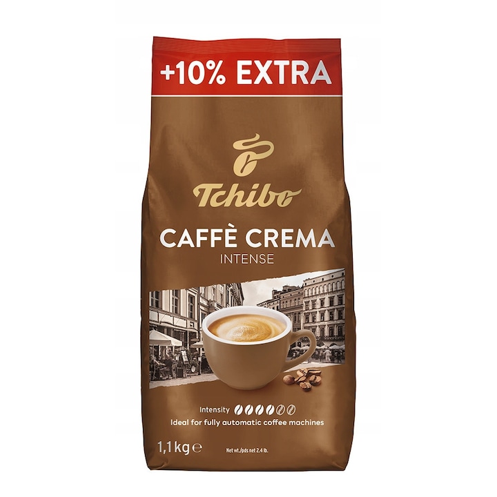 Cafea boabe Tchibo Caffe Crema Intense 1,1kg, intensitate 4/6, cu 10% gratis