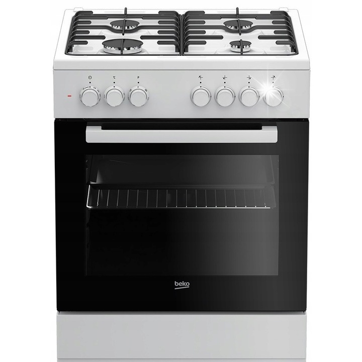 Газово-електрическа готварска печка Beko FSE62120DW, 4 котлона, 66л, бяла, 60x60x85см