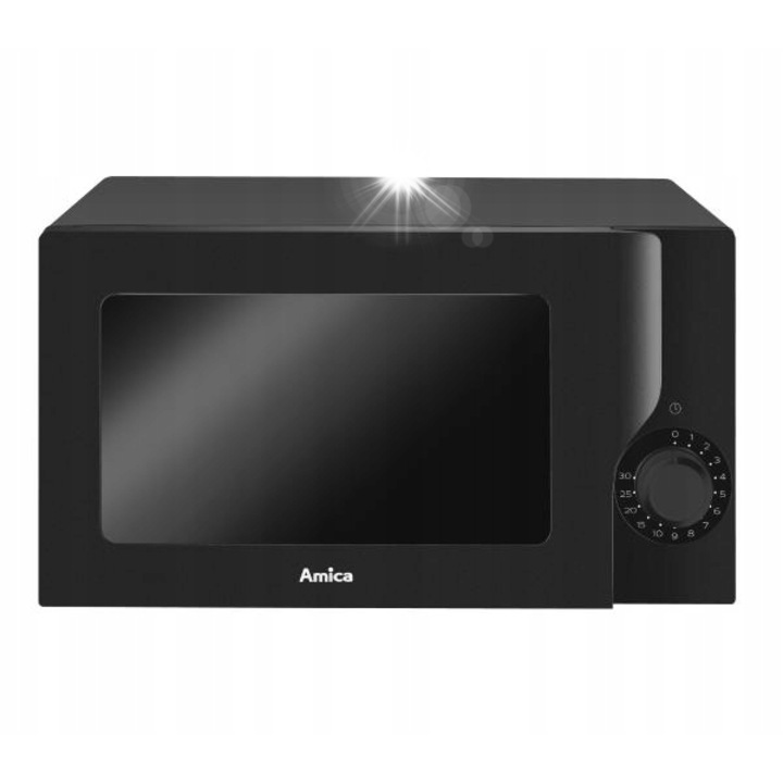 Cuptor cu microunde Amica AMGF17M2B 600W 17L, negru, cu timer, rotisor 45,2x26,2x31,5cm