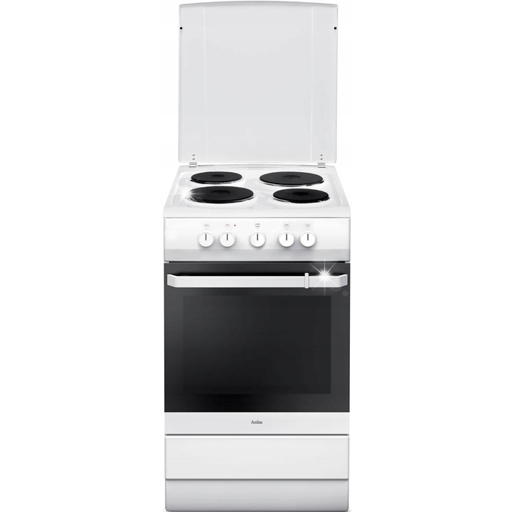 Електрическа готварска печка Amica 58EE1.20, 4 котлона, XXL капацитет 69л, бяла, 50x60x85см