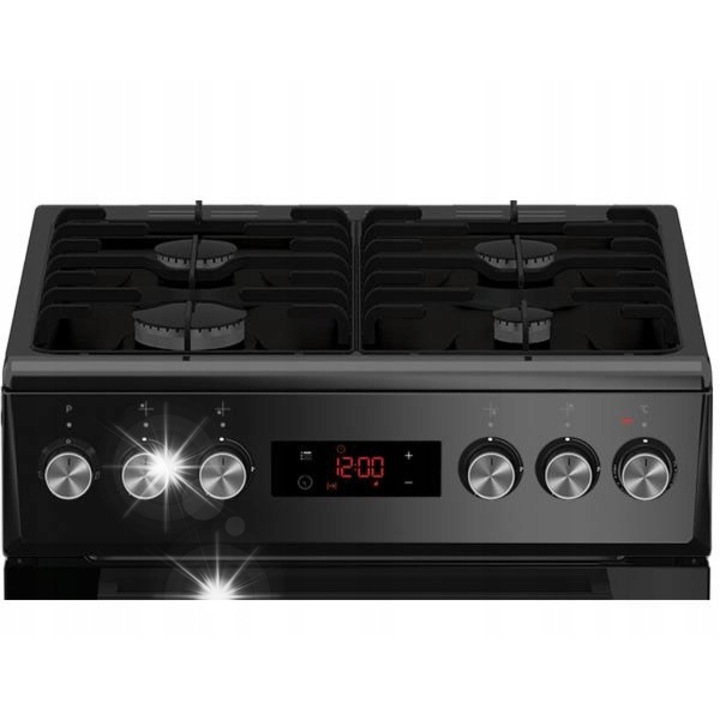 Газово-електрическа готварска печка BEKO, 4 горелки, 55л, черна, 50x85x60см