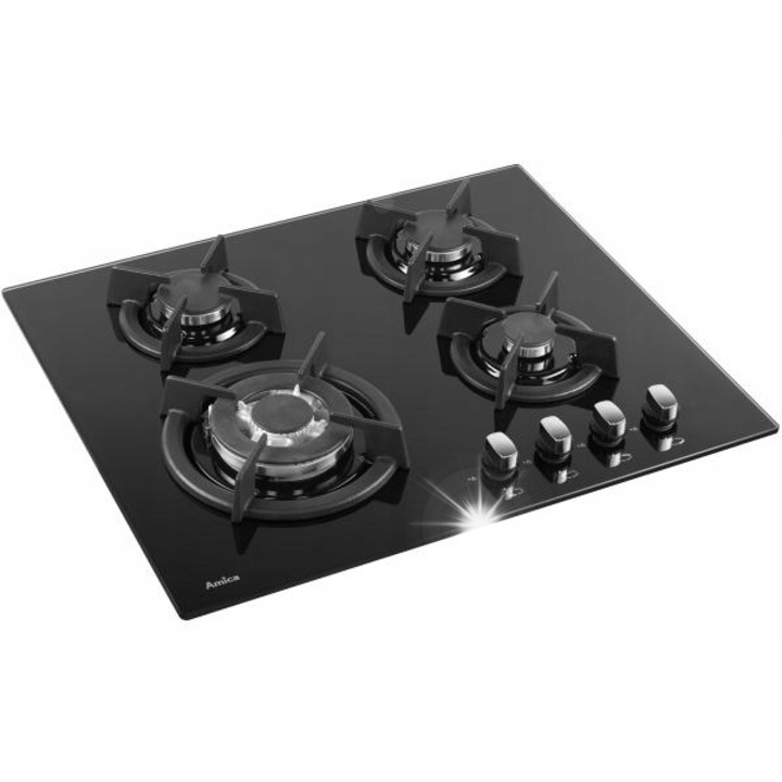 Газов плот, Amica, PGA6101APCB, 4 горелки, 8600W, черен, 59x52см
