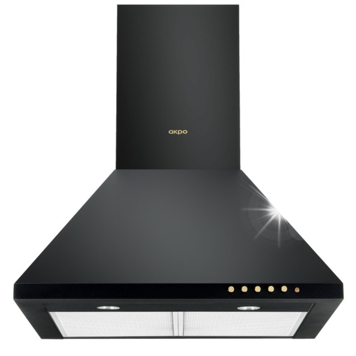 Аспиратор за комин Akpo WK-4 Classic Gold 60cm, 3 скорости, 410.3m3/h, черен, 59-90cm