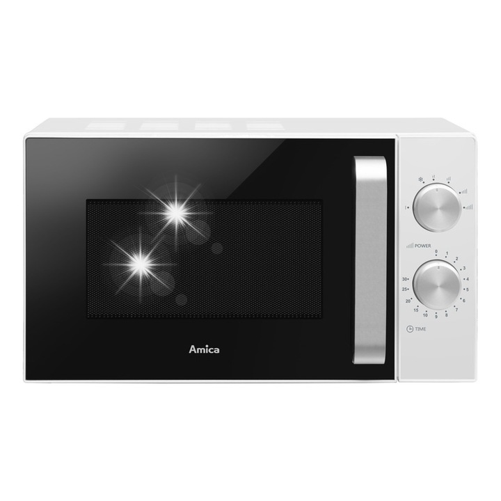 Cuptor cu microunde Amica 20L 800W, negru-alb, 5 niveluri putere, sistem MultiWave