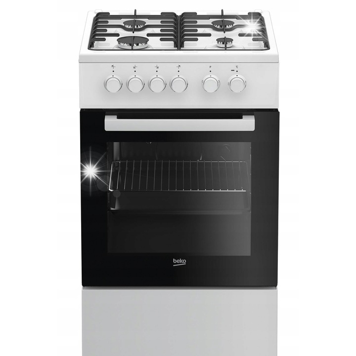 Газово-електрическа готварска печка Beko, 4 горелки, 60л, бяла, 85x50x60см