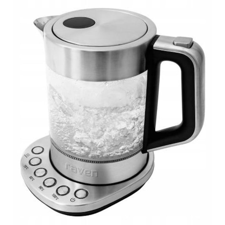 Fierbator electric Berdsen, 1.7L, metalic mat, design ergonomic, negru cu argintiu