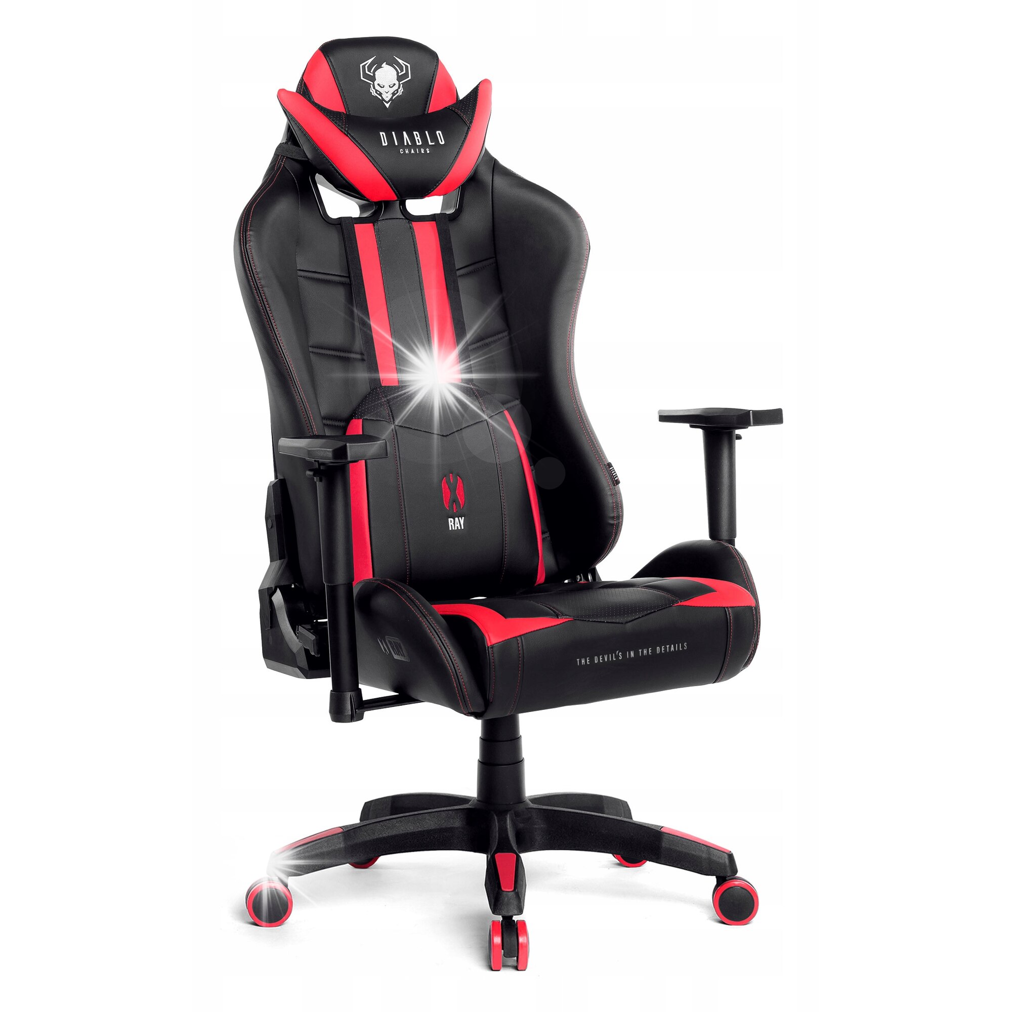 Scaun gaming Diablo Chairs X-Ray King Size, 180 kg, negru-rosu