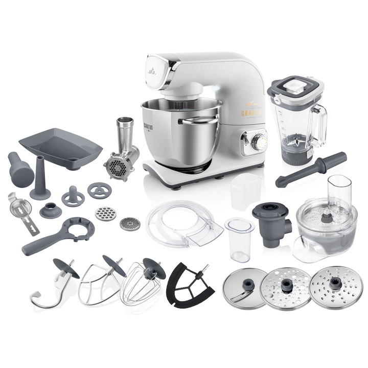 Кухненски робот ETA Gratus EVO Max, 5.5L, 1500W, бял, пълен комплект аксесоари