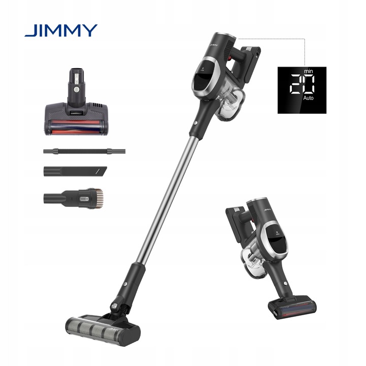 Безжична прахосмукачка JIMMY JV83 Pro, 160AW, 65 мин, двоен дизайн, тъмно сив