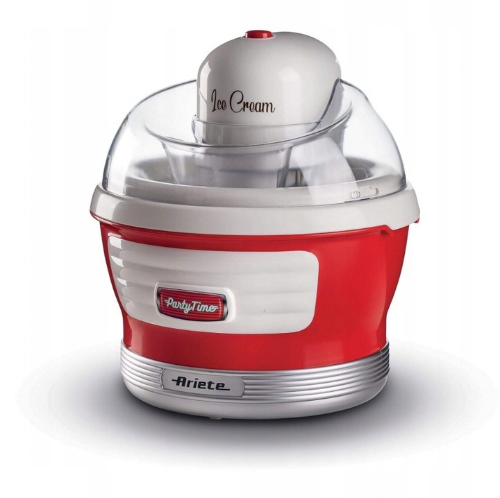 Машина за сладолед Ariete Party Time 643/00, 12 W, капацитет 1,5 л, 22,5x22,5x25 см, червена