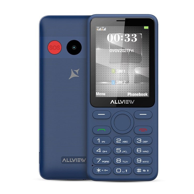 Telefon mobil Allview M30 LUNA, 2.8 inch, Dual Sim, 2G, 1.3 MP, microSD, bluetooth, radio, lanterna, buton SOS, USB-C, Albastru inchis