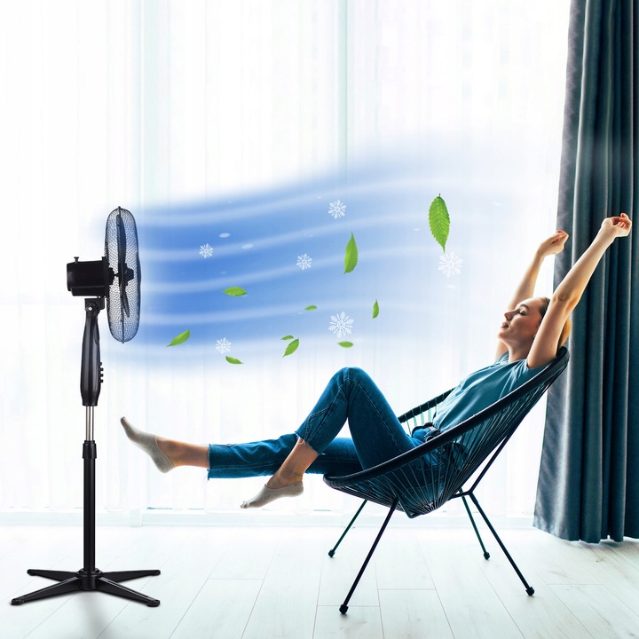 Ventilator stand Extralink Bryza, 3 viteze, oscilatie, 40 cm, negru