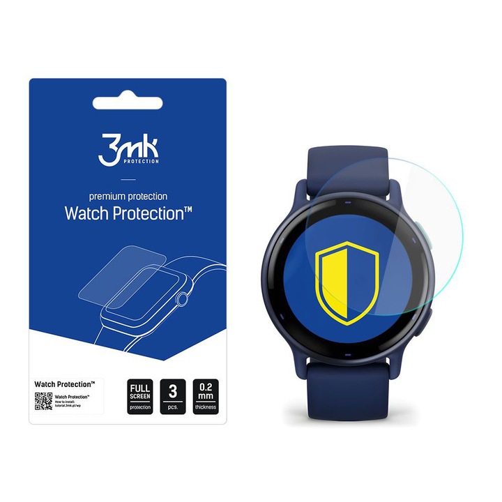 Üvegfólia kijelző Garmin vivoactive 5-höz, 3 darabos készlet, Óravédelem ARC, L46, Polimer, Átlátszó