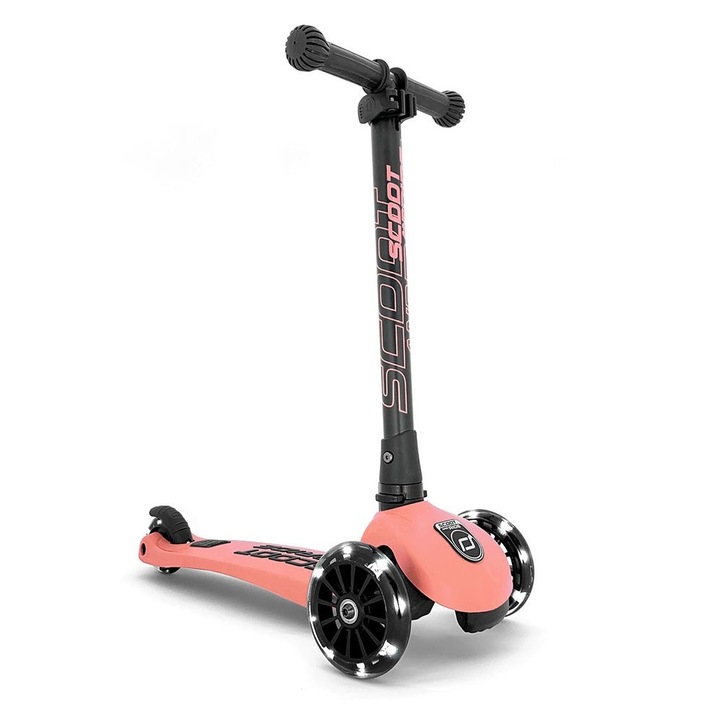 Háromkerekű roller Highwaykick 3 LED, Scoot & Ride, barack, 62-82cm, 3-7 éves gyermekeknek