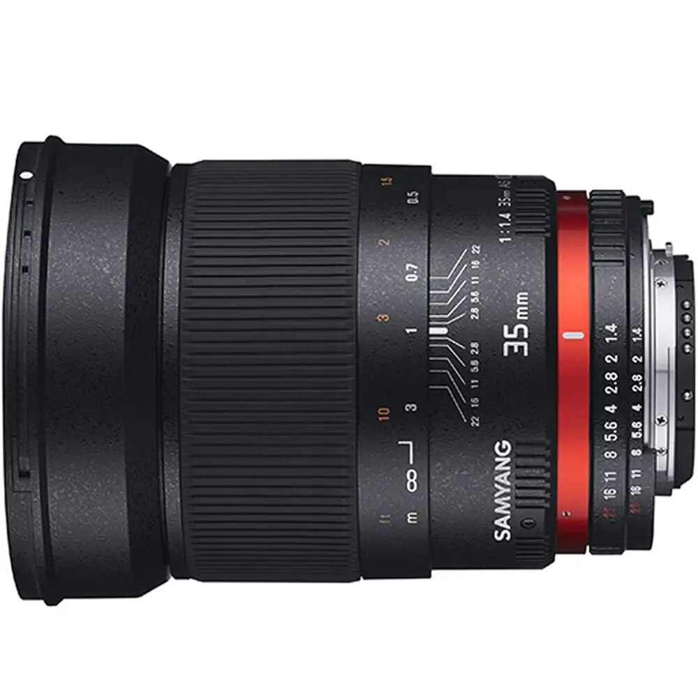 Obiectiv Samyang 35mm F1.4, fix, Nikon F, 12 elemente, 110x83mm