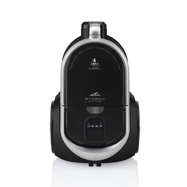 Циклонна прахосмукачка без торба ETA Stormy Electronic, 800W, HEPA филтър, 2.2L, черна, пълен комплект аксесоари