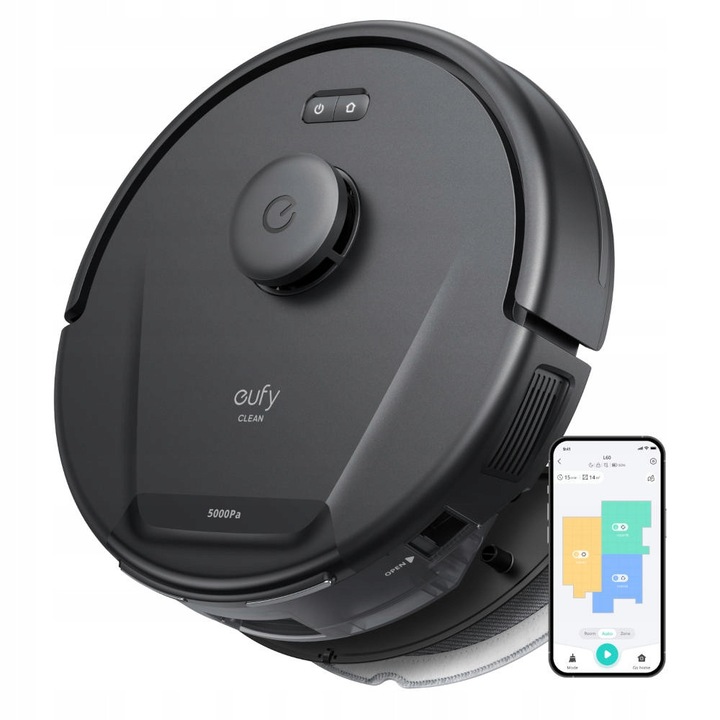 Робот прахосмукачка Eufy RoboVac L60 Hybrid, 5000 Pa, лазерна навигация, включен моп, черна
