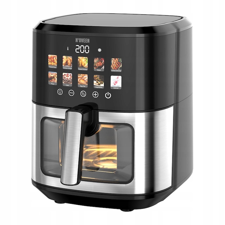 Friteuza beztusca Lehmann 1800W, 12 programe, capacitate 8L, design elegant, neagra
