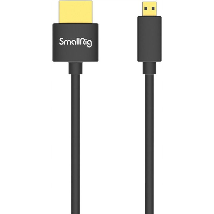 Ултра тънък HDMI кабел 4K 55см, SmallRig, Micro HDMI към HDMI, 3,6мм, с каишка за управление на кабела