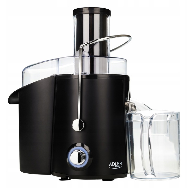 Storcator de suc Adler, model AD 4127, 1000W, 1l, negru mat, 75mm deschidere pentru fructe si legume