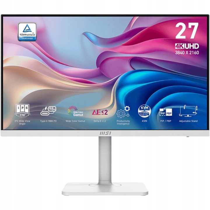 Monitor LED MSI Modern MD272UPHW 27", 3840x2160, fehér, 60Hz