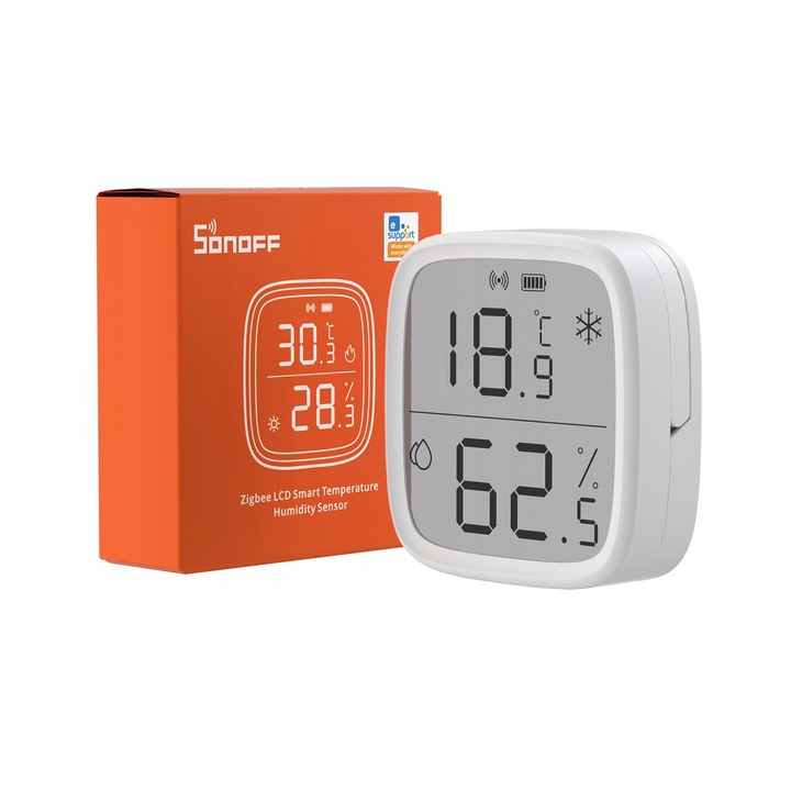 Sonoff SNZB-02D okosotthon központ, hőmérséklet- és páratartalom-érzékelő, 2,5" LCD, ZigBee, CR2450 elemes tápellátás, falra vagy asztalra szerelhető