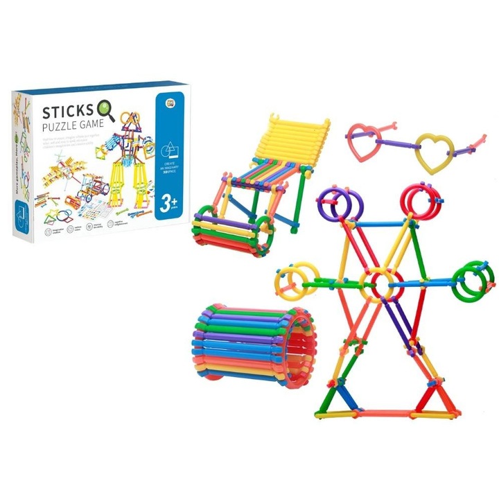 Puzzle Pro Kids, 10 színes kocka, 12 geometriai forma, többszínű, gyermekeknek 3 éves kortól