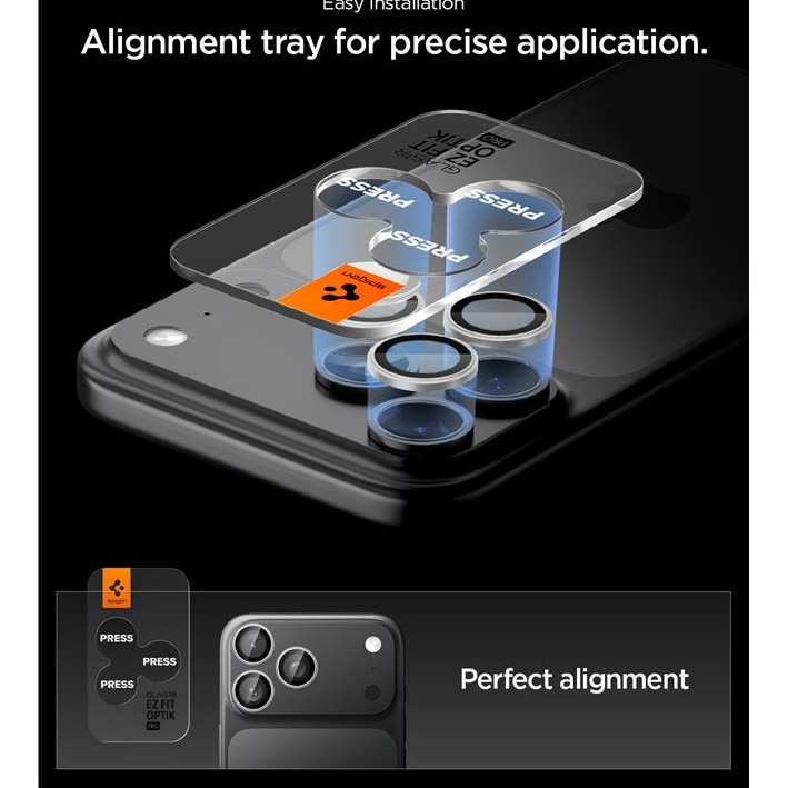 Set 2 folii sticla Spigen Glass tR EZ Fit Optik Pro, Sistem Montare, compatibila cu iPhone 14 Pro/Pro Max, 15 Pro/Pro Max, 16 Pro/Pro Max, 17 Pro/Pro Max, Silver