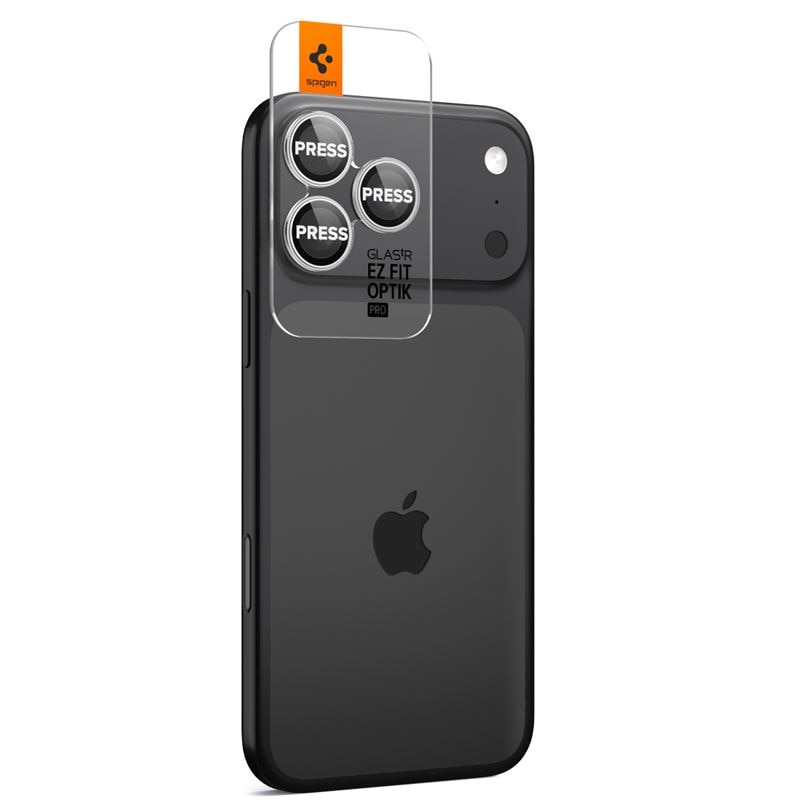 Set 2 folii sticla Spigen Glass tR EZ Fit Optik Pro, Sistem Montare, compatibila cu iPhone 14 Pro/Pro Max, 15 Pro/Pro Max, 16 Pro/Pro Max, 17 Pro/Pro Max, Silver