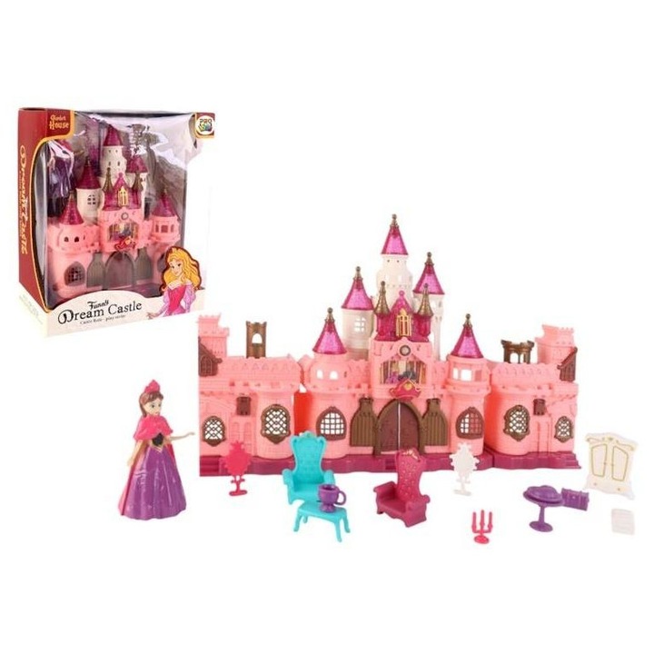 Pro Kids Játékkastély, hercegnős, interaktív effektekkel, többszínű, komplett bútorzattal