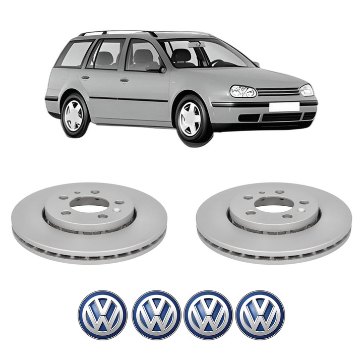 Set 2 discuri frana Fata Volkswagen GOLF IV Variant (1J5) din 2000-2006, KW 77 CP 105 CMC 1598, Auto, Bosch, 4 Stickere auto cu Volkswagen