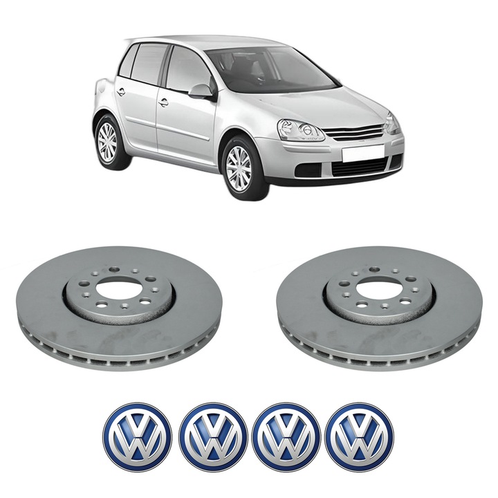 Set 2 discuri frana Fata Volkswagen GOLF V (1K1) din 2003-2006, KW 55 CP 75 CMC 1390, Auto, Bosch, 4 Stickere auto cu Volkswagen