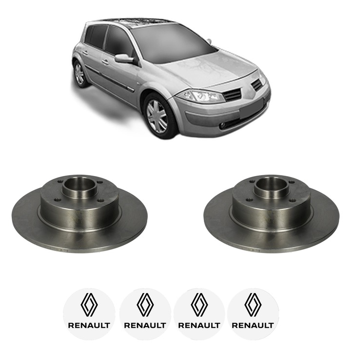 Set 2 discuri frana Spate RENAULT MEGANE II Hatchback Van (KM0/2_) din 2003-2008, KW 74 CP 101 CMC 1461, Auto, Bosch, 4 Stickere auto cu RENAULT
