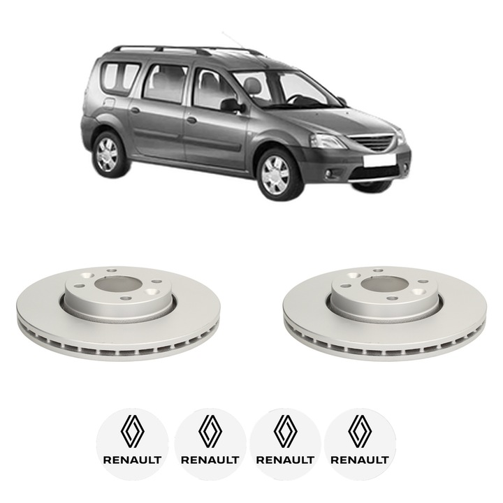 Set 2 discuri frana Fata RENAULT LOGAN I Estate (KS_) din 2011-2015, KW 66 CP 90 CMC 1461, Auto, Bosch, 4 Stickere auto cu RENAULT
