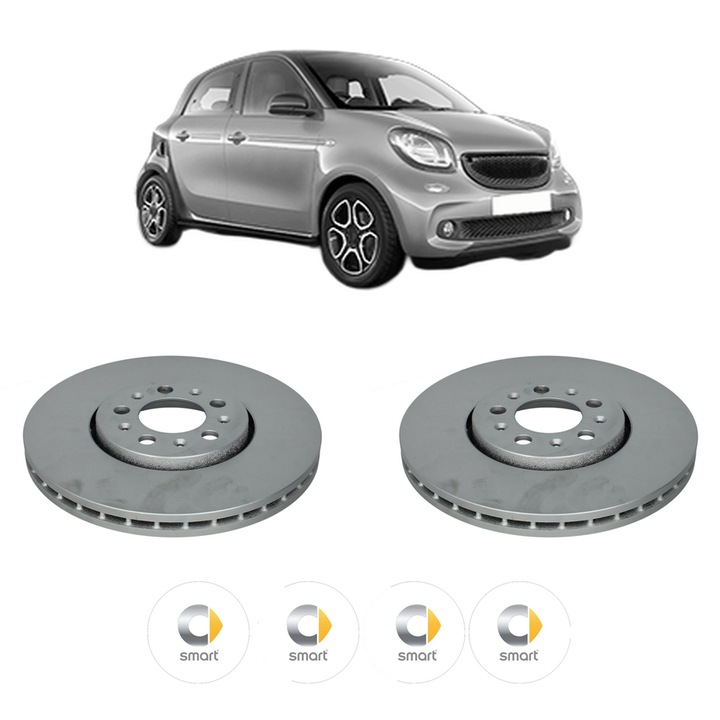 Set 2 discuri frana Fata SMART FORFOUR Hatchback (453) din 2014, KW 66 CP 90 CMC 898, Auto, Bosch, 4 Stickere auto cu SMART