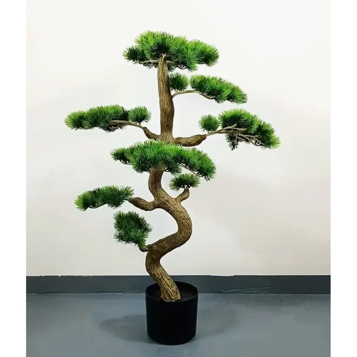 Изкуствена декоративна японска елха, голяма, стил бонсай, зелена, за дома, офиса, хотела, събития