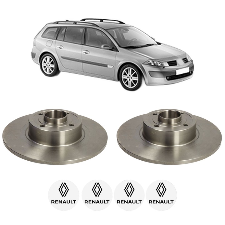 Set 2 discuri frana Spate RENAULT MEGANE II Estate (KM0/1_) din 2003-2009, KW 99 CP 135 CMC 1998, Auto, Bosch, 4 Stickere auto cu RENAULT