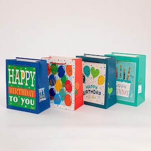 Set 4 Pungi Cadou de Ziua de Nastere, Multicolor, 21x15x8cm, din Hartie