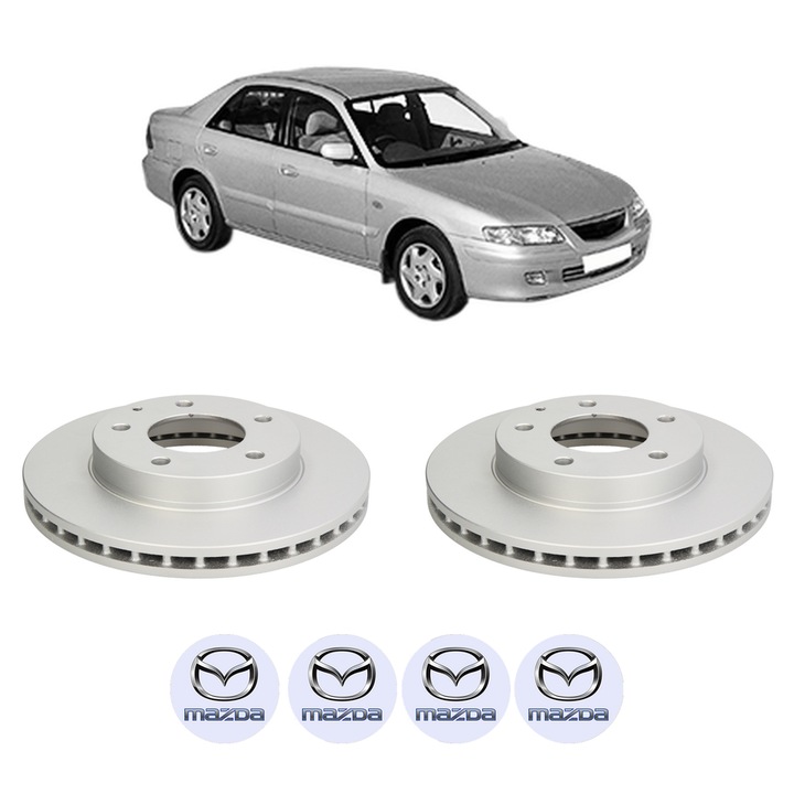Set 2 discuri frana Fata MAZDA 626 V (GF) din 1999-2002, KW 74 CP 100 CMC 1840, Auto, Bosch, 4 Stickere auto cu MAZDA