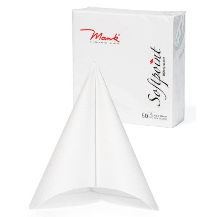Servetele de masa festive Mank Softpoint, 2 straturi, albe, 40x40 cm, set 50 buc