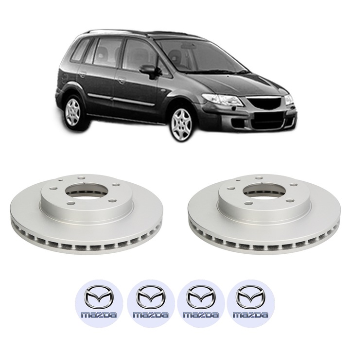 Set 2 discuri frana Fata MAZDA PREMACY (CP) din 1999-2005, KW 84 CP 114 CMC 1840, Auto, Bosch, 4 Stickere auto cu MAZDA