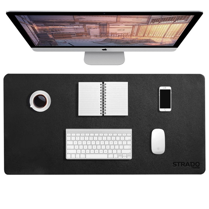 Strado asztali egérpad, 90x45cm, fekete, vízálló, csúszásgátló