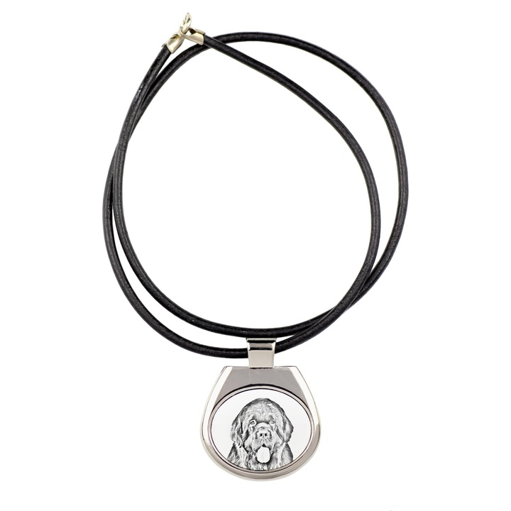 Személyre szabott nyaklánc kutya képpel, Art-Dog, fém, 50cm, 4x3,4cm