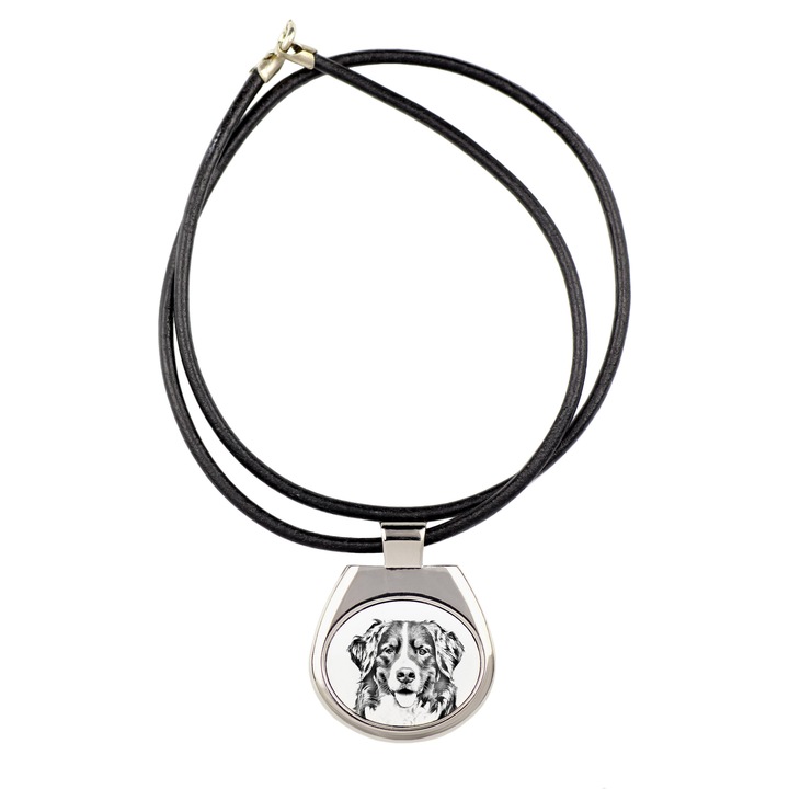 Személyre szabott nyaklánc kutyaképpel, Art-Dog, fém, 50cm, 4x3,4cm