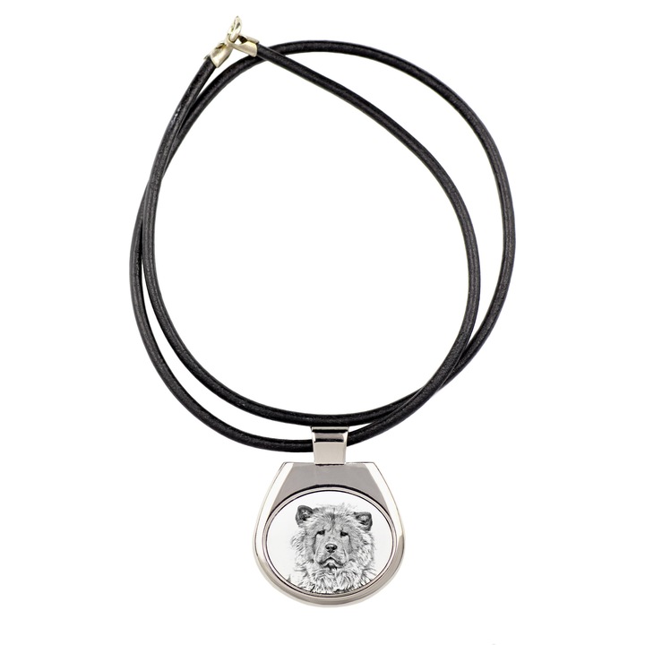 Személyre szabott nyaklánc kutyával, Art-Dog, fém, 50cm, 4x3,4cm