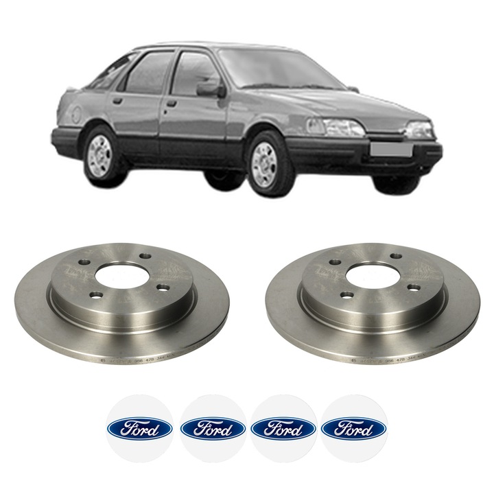 Set 2 discuri frana Spate FORD SIERRA II Hatchback (GBC, GBG) din 1988-1993, KW 55 CP 75 CMC 1753, Auto, Bosch, 4 Stickere auto cu FORD