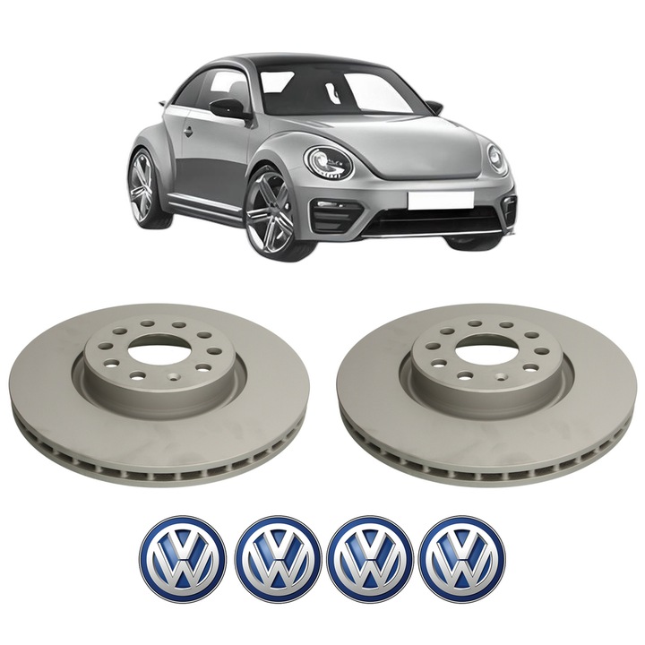 Set 2 discuri frana Fata Volkswagen BEETLE (5C1, 5C2) din 2012-2019, KW 155 CP 211 CMC 1984, Auto, Bosch, 4 Stickere auto cu Volkswagen