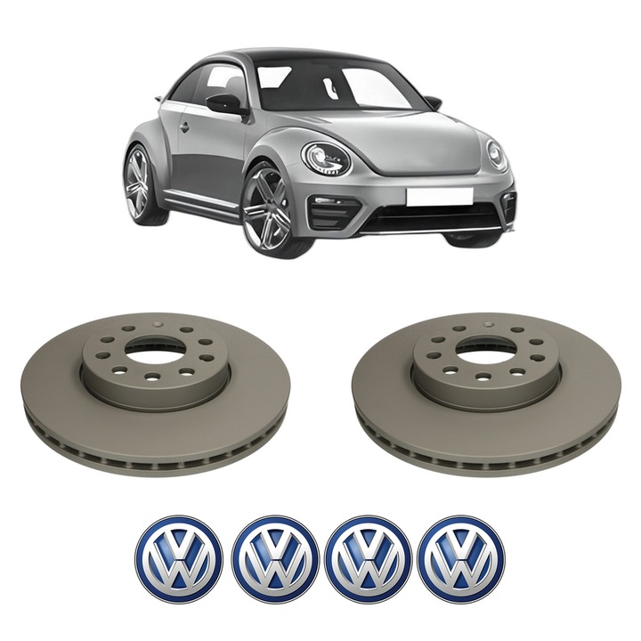 Set 2 discuri frana Fata Volkswagen BEETLE (5C1, 5C2) din 2011-2016, KW 103 CP 140 CMC 1968, Auto, Bosch, 4 Stickere auto cu Volkswagen